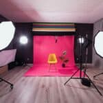 Studio de prise de vue produit avec fond et éclairage, pour l'e-commerce